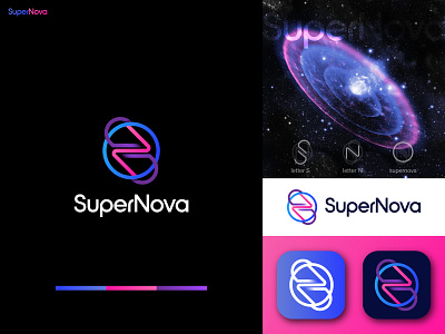 SuperNova Logo Design | SN lettermark logo