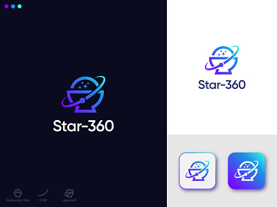 Star-360 restaurant Logo concept brand identity branding logo logo design