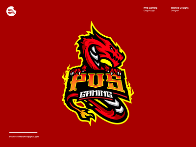PVS Gaming - Dragon Mascot Logo dragonlogo esports esportslogo logodesign mascot mascotlogo