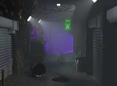 3D Alley Scene Render 3d art 3d modeling 3d render 3d sculpting art digital art lighting maya scenery substance painter texturing zbrush