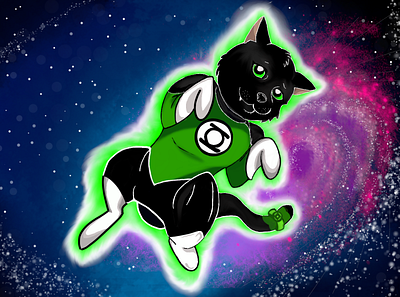 Green Lantern Kitty cartoon cat fan art fanart green lantern