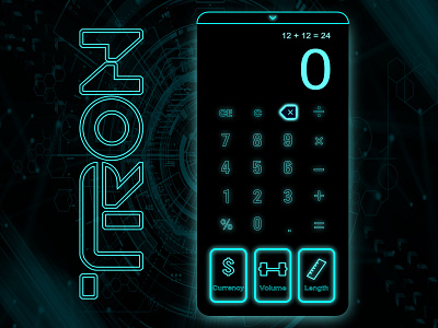 TRON Calculator | #Daily UI Challenge Day 4 art branding calculator app calculator ui design futuristic illustration ui ux