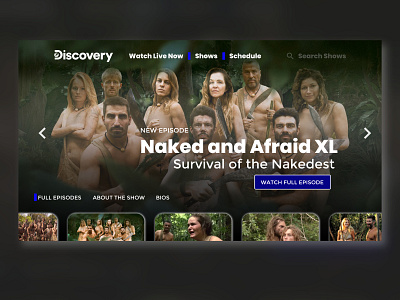 Discovery TV Retouched design nakedandafraid redesign television ui ux web website