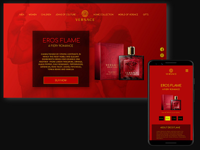 Eros Flame Re-Imagined branding cologne design ecommerce minimal mobile app design perfume ui ux versace web website