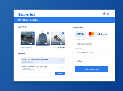 BoxOverBox Checkout Page app design graphic design ui ux