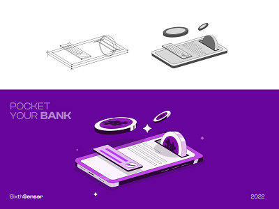 POCKET BANK banking phone banking ui phone phone illustration pocket phone ui