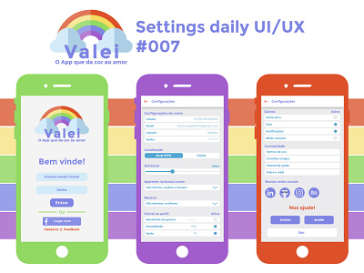 Settings daily UI/UX #007 App Valei design illustration illustrator login mobile settings ui ux vector