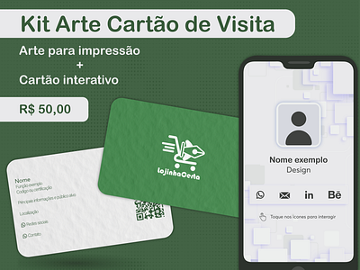 Kit Cartão de Visita (Impressão + Interativo) branding card design digital icon illustration logo mobile typography vector visit