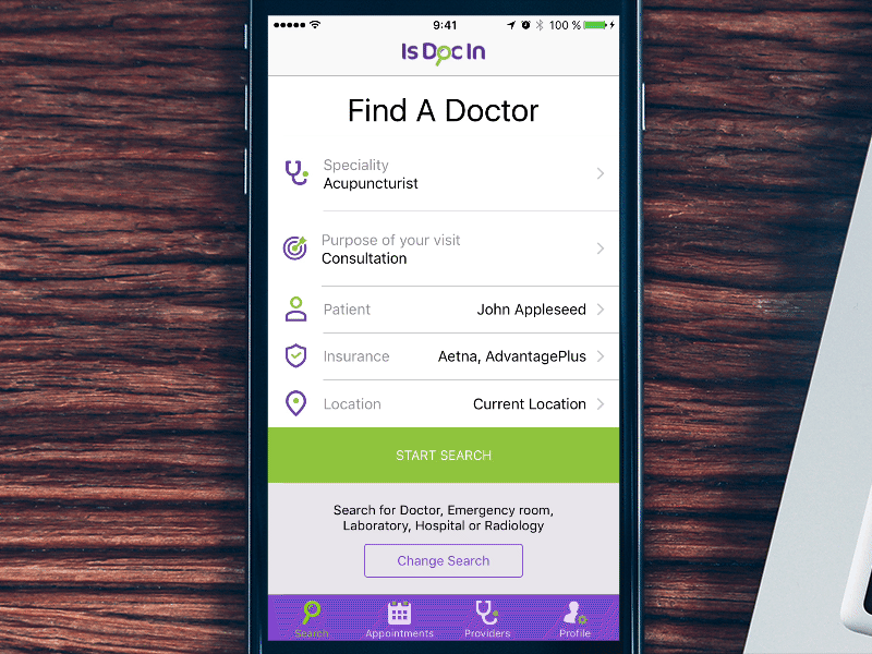 Find a Doctor interaction animation interaction ixd search ui