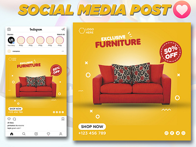 Furniture social media post design.