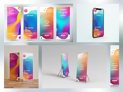 set of Colorful Bubble Liquid roll up business brochure flyer branding colorful design dynamic elegant fluid gradient illustration ui vector