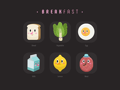 breakfast color food icon illustration