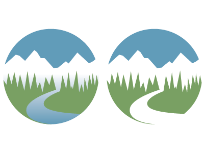 Logo Concept mountains river trees