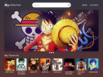 Landing Page adobe xd anime collection design gradient landing page manga novels ui web design website