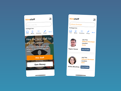 hirestaff App adobe xd app app design design gradient hiring job ui work