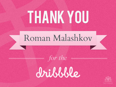 Thank You Roman! dribbble first pink ribbon thank you typography