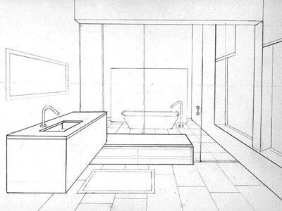 Bathroom Sketch in Perspective by Bryant Littrean on Dribbble