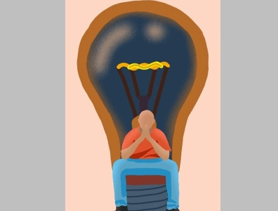 Think and glow bulb colors glow illustration illustrator man