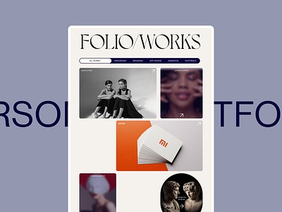 Folio Website design filter folio interface main personal promo typography ui ux website work