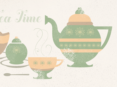Tea Time buttermilk design distressed illustration illustrator kettle sarah mick tea teacup typography vintage