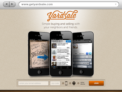 Yardsale Website Launch! app buying design field fieldset form graphic design interface ios iphone sarah mick selling signup yardsale