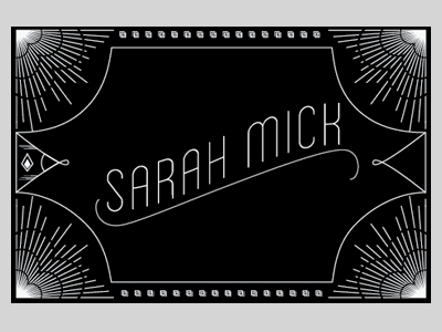 Business Card black and white design illustrator letterpress print sarah mick typography vintage