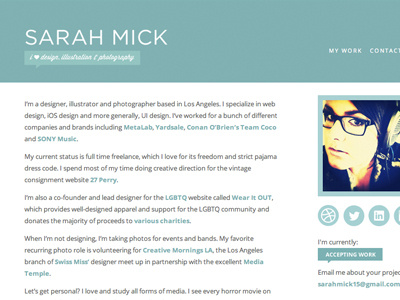 New Website css design html redesign sarah mick web web design