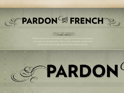 Website Masthead design pardon my french sarah mick typography website wip