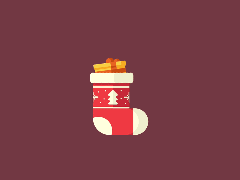 Christmas Stockings ae animation brown character crimson flat gift illustration purple simple stockings yellow