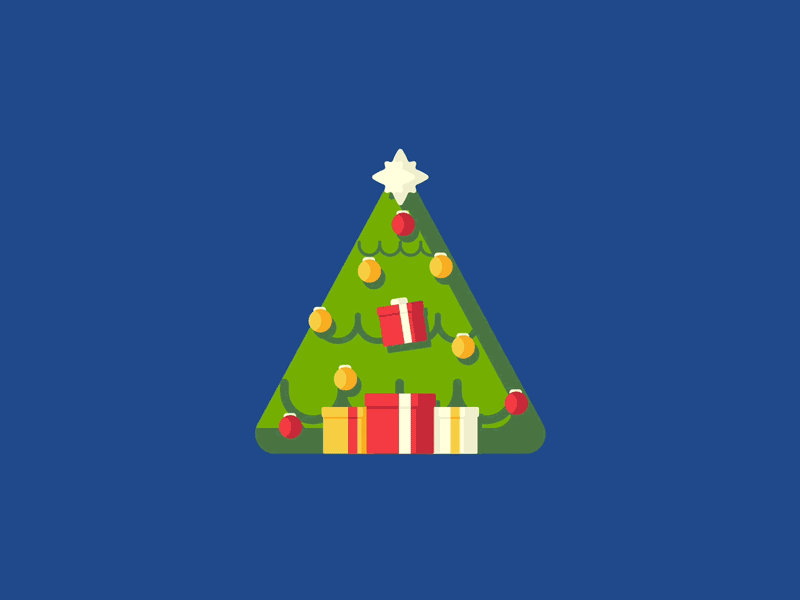 Christmas Trees can Jump animation blue christmas decorations flat gifts green holiday illustration jump red tree