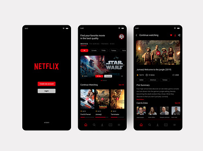 Netflix Mobile App Redesign app design icon interaction design interface minimal mobile app typography ui ux