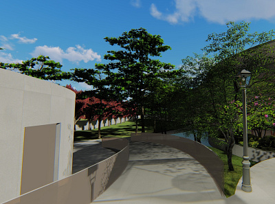 A render photo of a landscaping of a residence. 3d architecture landscape design render residence