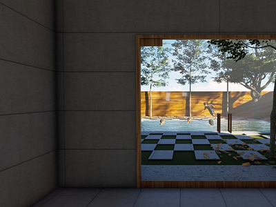 A render image from indoor to pool side area.