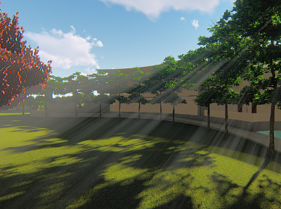 Render of a playing court of a residence. 3d architecture render
