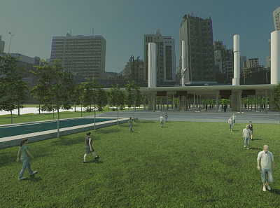 Render image of a memorial 3d architecture render