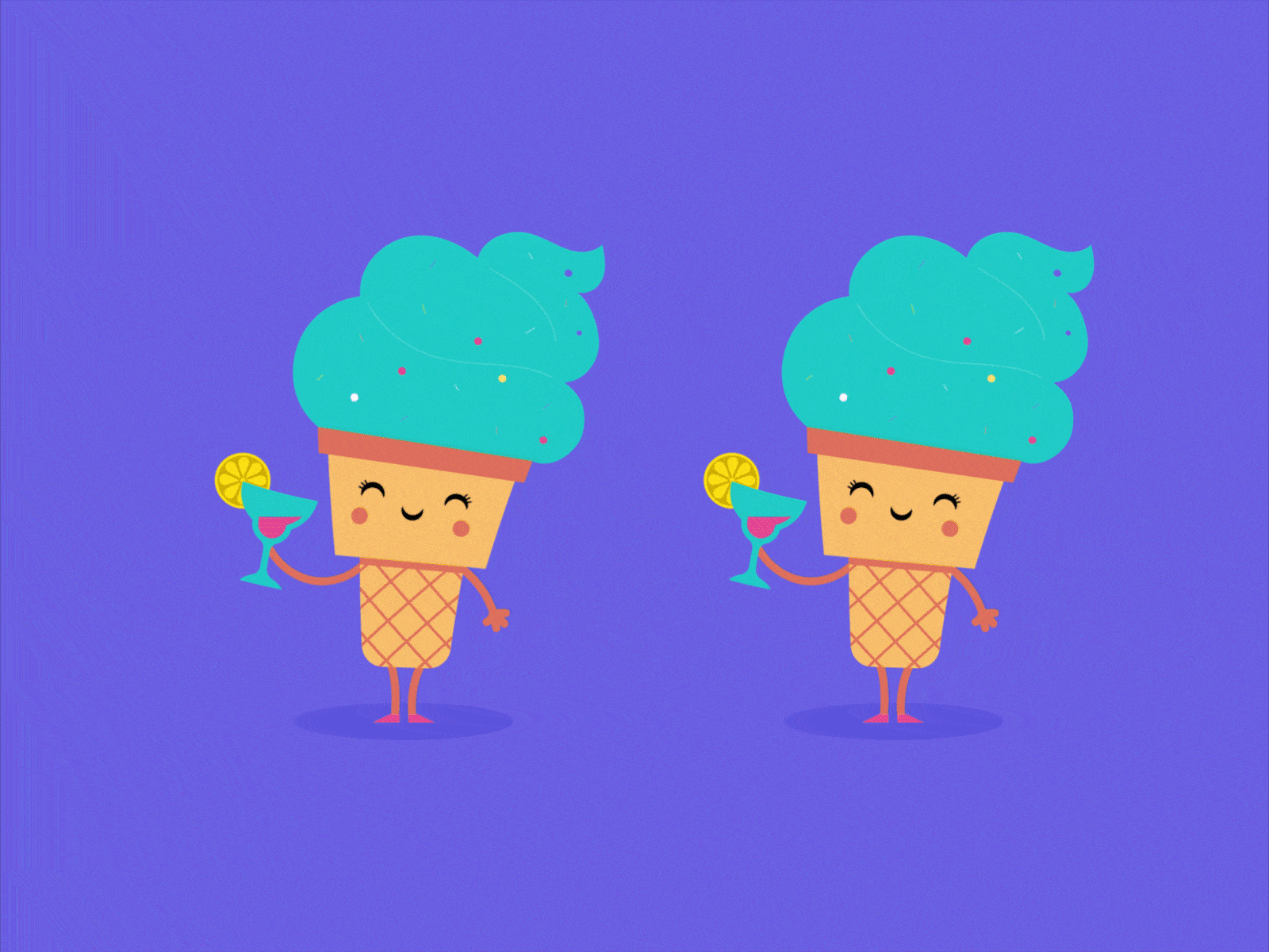 Summer Vibes 2danimation aftereffects animation animator character animation characters colors design donut easy ease icecream illustration motion motiongraphics snacks summer