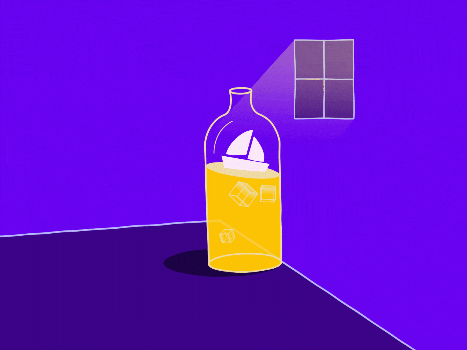 Bottle Away 2danimation aftereffects animation animator bottle cartoon colors design easy ease gif illustration motion motiongraphics purple sail yellow