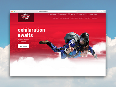 Skydive Atlas - website redesign falling header hero hero image landing page red sky skydive skydiving sports