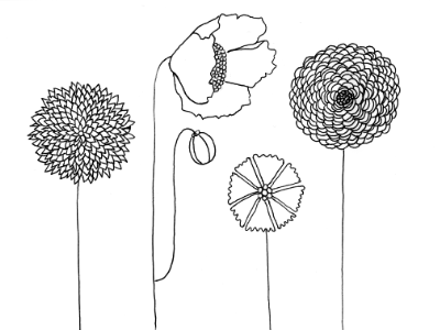 Doodle: "Something Good in the World" black and white flowers illustration ink nature