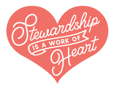 Stewardship Sticker Brainstorm heart illustrator lettering vector