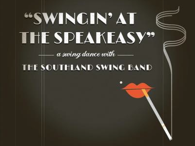 "Swingin' at the Speakeasy" art deco illustration promotional vintage