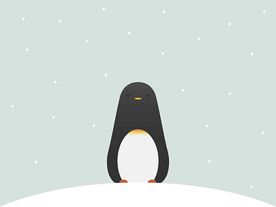 Little lost penguin alone black penguin sad snow