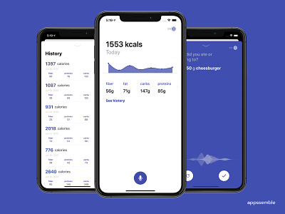 voicecal - voice calories counter android app ios minimal mobile design ui ux