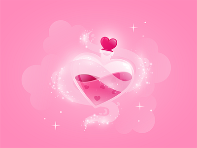 Illustration for gift packaging adobe illustrator background design flat gift packaging graphic design heart illustration love love potion shine valentines day vector