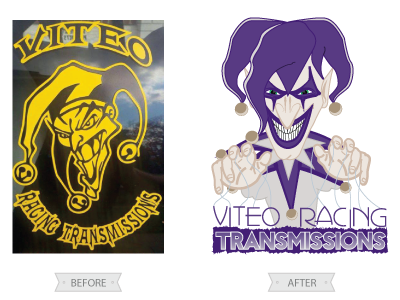 Viteo Racing Transmissions Logo evil jester evil jester puppeteer illustration jester logo logo mascot mascot puppeteer racing racing transmissions transmissions