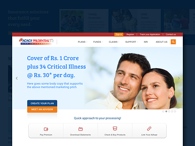 Landing Page for Life insurance company
