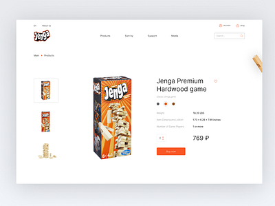 Product card for Jenga website design figma game jenga product page productcard ui ux uxui web webdesign