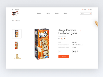 Product card for Jenga website