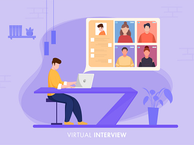 Virtual Interview design illustration animation branding design flat illustration minimal typography ui ux vector website