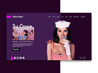 Selena Gomez - Landing Page UI/UX Design branding design flat minimal typography ui ui design ux web website website interface